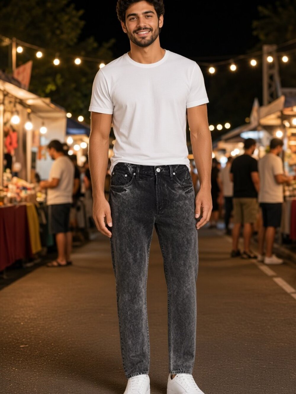 AGOLDE Men Black Tapered Slim-Fit Denim Washed Casual Cotton Jeans USA 34